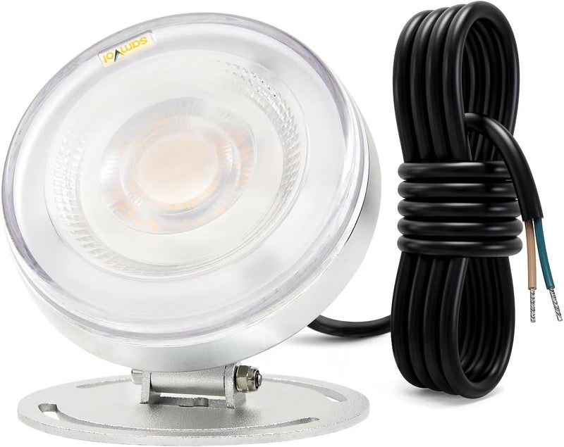 Samvol LED Underwater Pond Light, Heavy Duty Aluminum 12V 3000K Warm White IP68 Waterproof Fountain Light, Landscape Lamp for Swimming Pool, Fountain, Waterfall, Pond and Grass Land Decoration (24, Watts) - Image 1